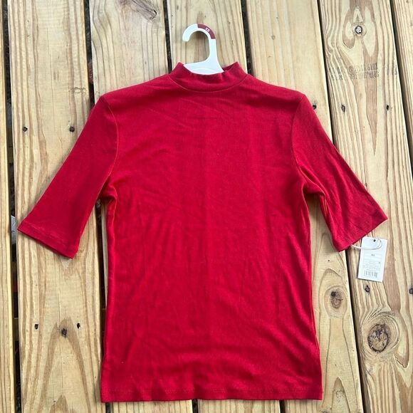 NWT A New Day Size XS Red Mock Neck Half Sleeve Ribbed Top Shirt Turtleneck - Picture 3 of 7